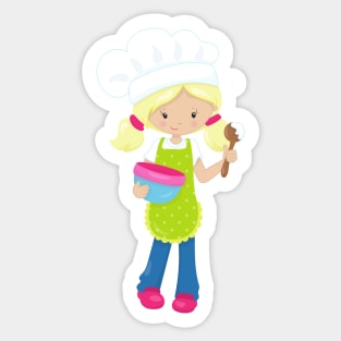 Baking, Baker, Bakery, Cute Girl, Blonde Hair Sticker